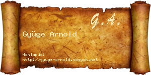 Gyüge Arnold névjegykártya